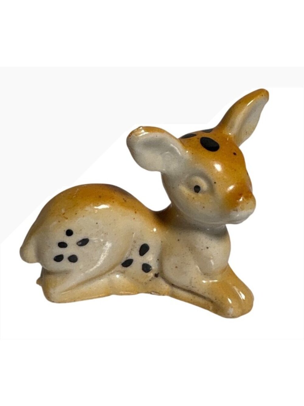 Vintage Japan Fawn Figurine Hand Painted Deer Bambi 2" x 2"